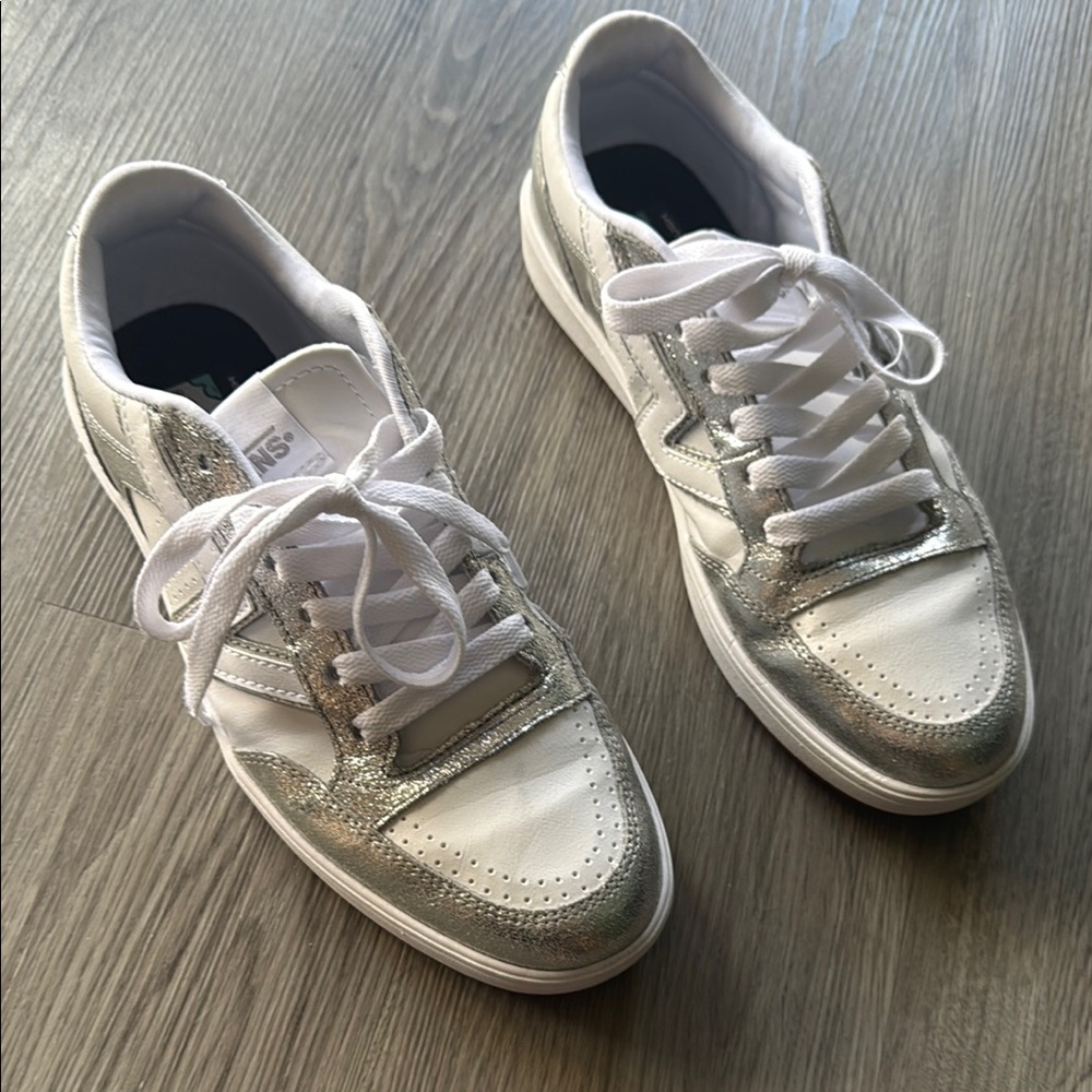 Vans White and Silver Retro Sneakers